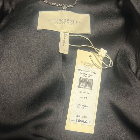 BCBGMaxazria  Runway Black & White Embroidered Satin Caleum Kimono Cape - Picture 6 of 8